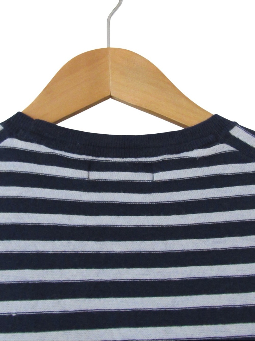 Naadam Short Sleeve Knit Top Sweater Small Blue White Striped Crewneck Classic - Picture 7 of 10
